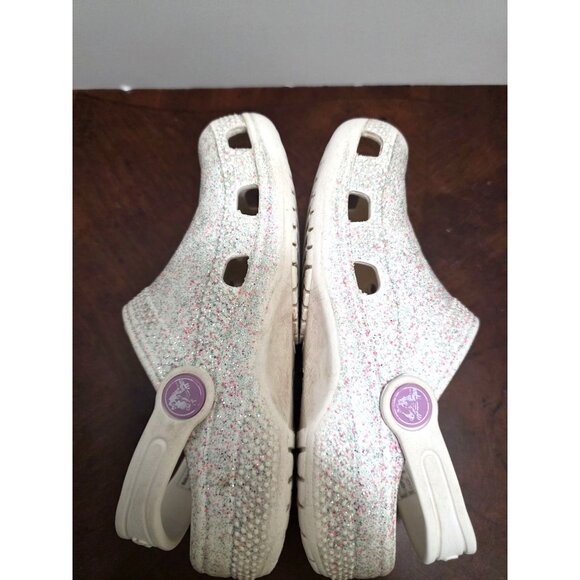 CROCS Toddler White Sparkle Sandals Adjustable Strap & Ventilation Holes Size C1 - Picture 5 of 9